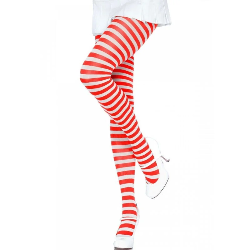 Weiss/Rot Gestreifte Strumpfhosen von Leg Avenue Hosiery kaufen | Fesselliebe