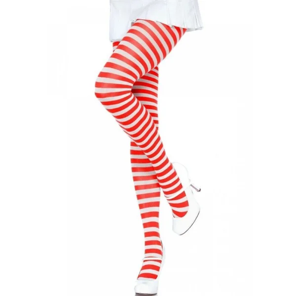 Weiss/Rot Gestreifte Strumpfhosen von Leg Avenue Hosiery kaufen | Fesselliebe