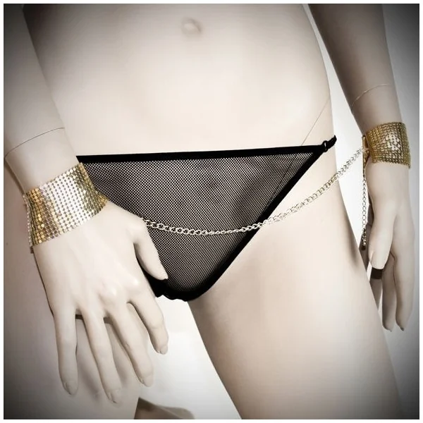 Désir Métallique Goldene Handschellen aus Metallgewebe von Bijoux Desire Metallique kaufen | Fesselliebe