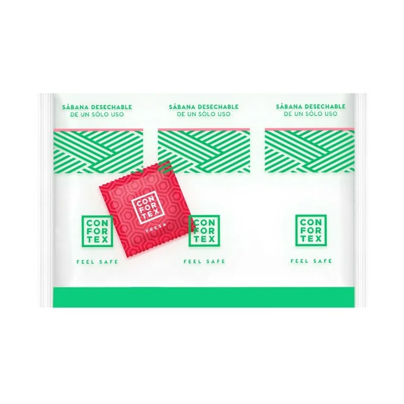 Einweghygienische Blätter, Einzelbeutel + Erdbeerkondom von Confortex kaufen | Fesselliebe