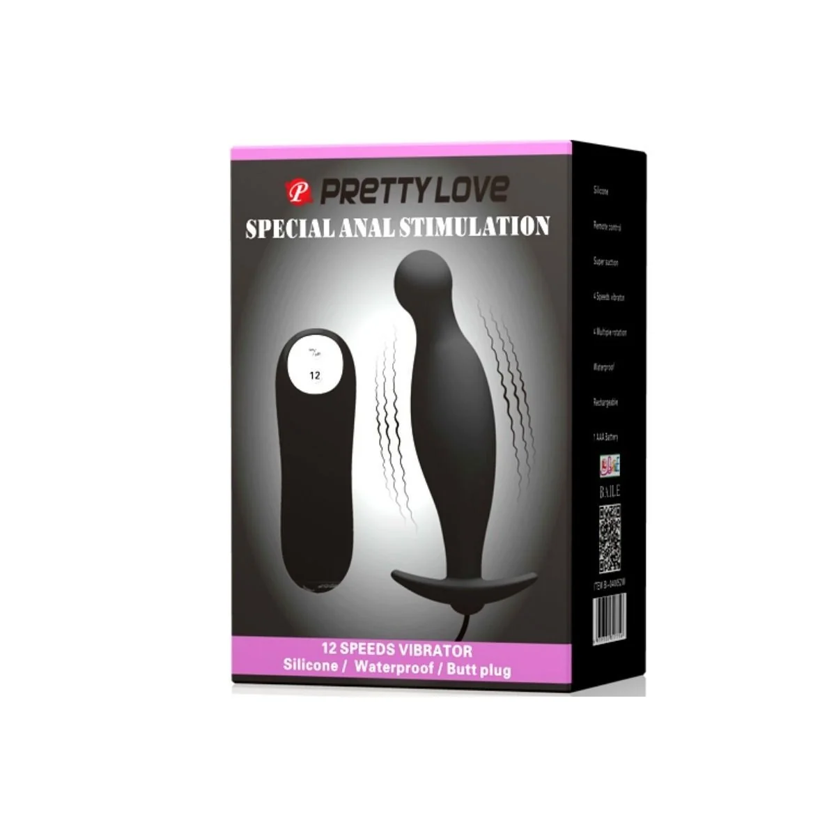 Silikon Analplug 12 Vibrationsmodi Schwarz von Pretty Love kaufen | Fesselliebe