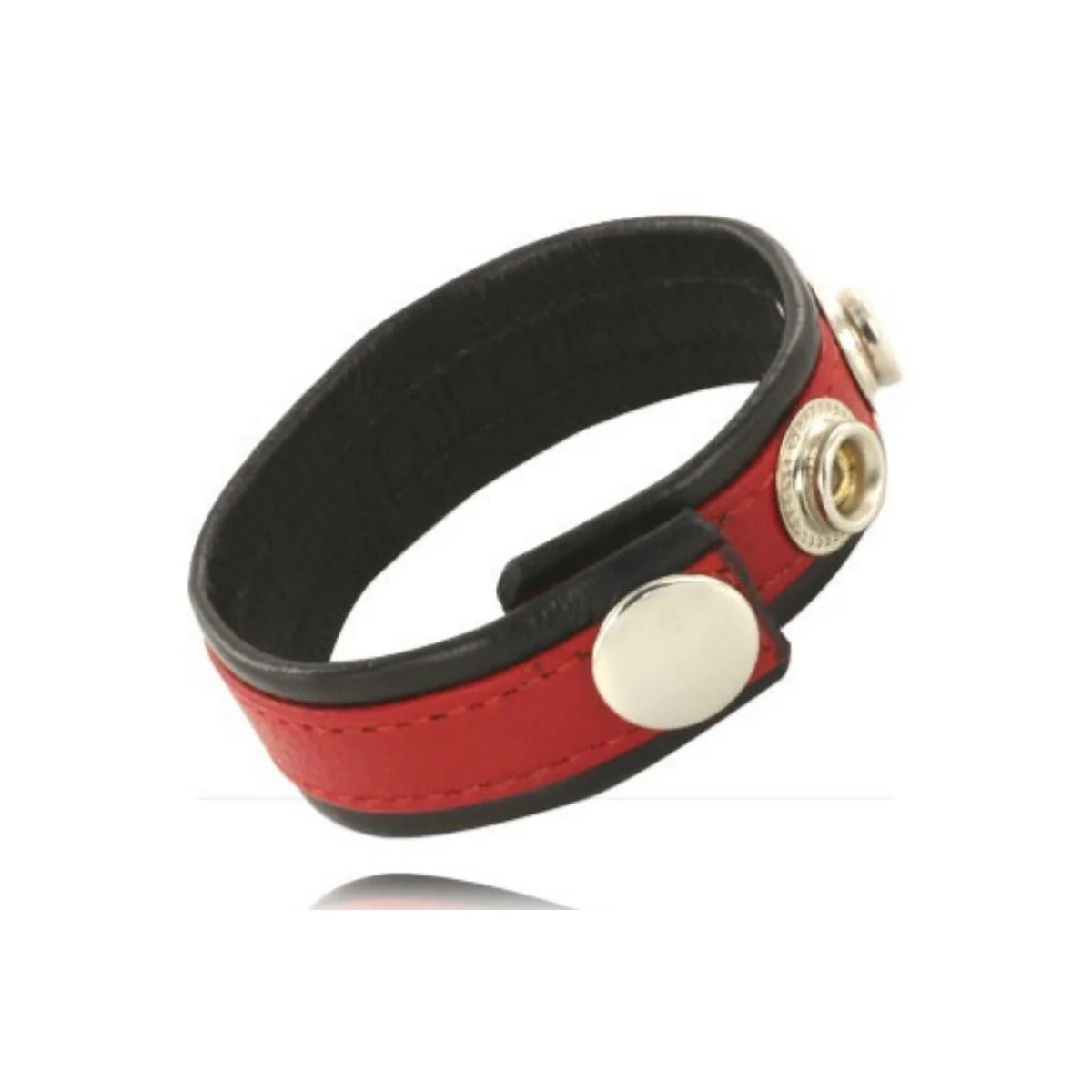 Verstellbarer Ledergurt für Penis Rot-Schwarz von Leather Body kaufen | Fesselliebe