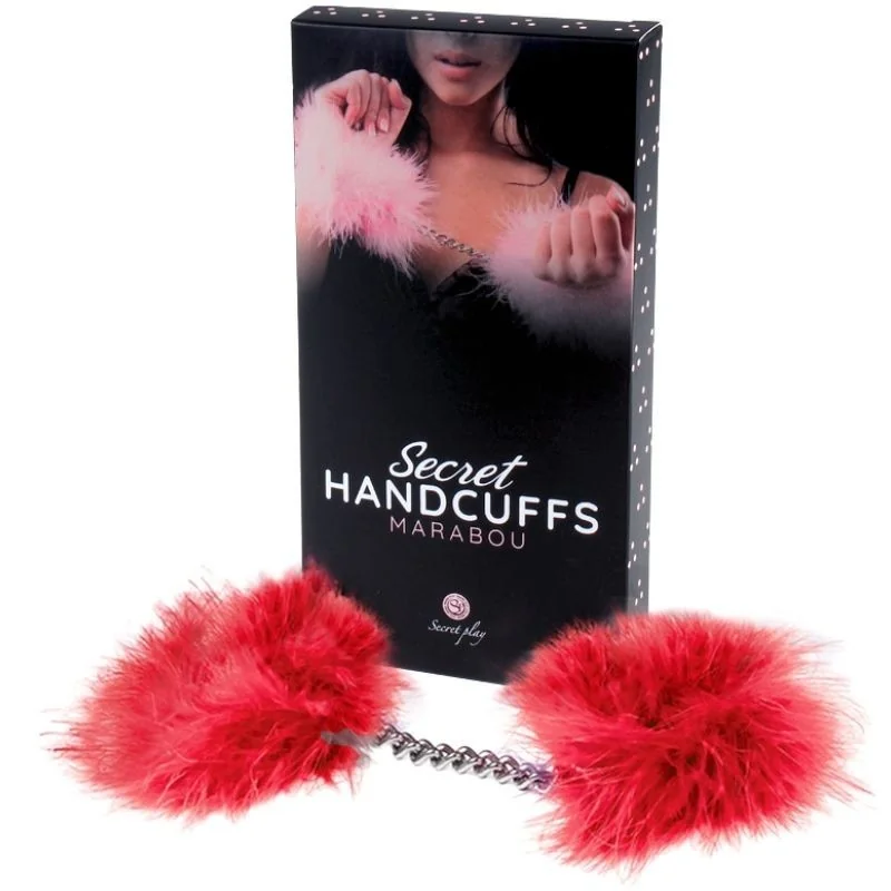Rote Marabou-Handschellen von Secretplay 100% Fetish kaufen | Fesselliebe 2
