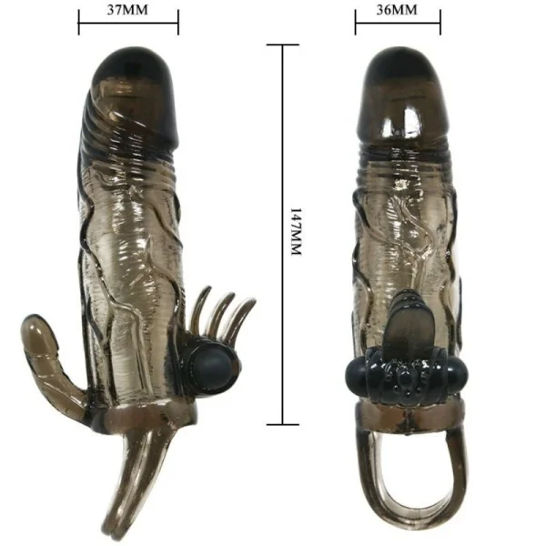 Brave Man Penishülle mit Klitoris und Analstimulation Doppelte Kugel Schwarz 16.5 cm von Baile For Him kaufen | Fesselliebe