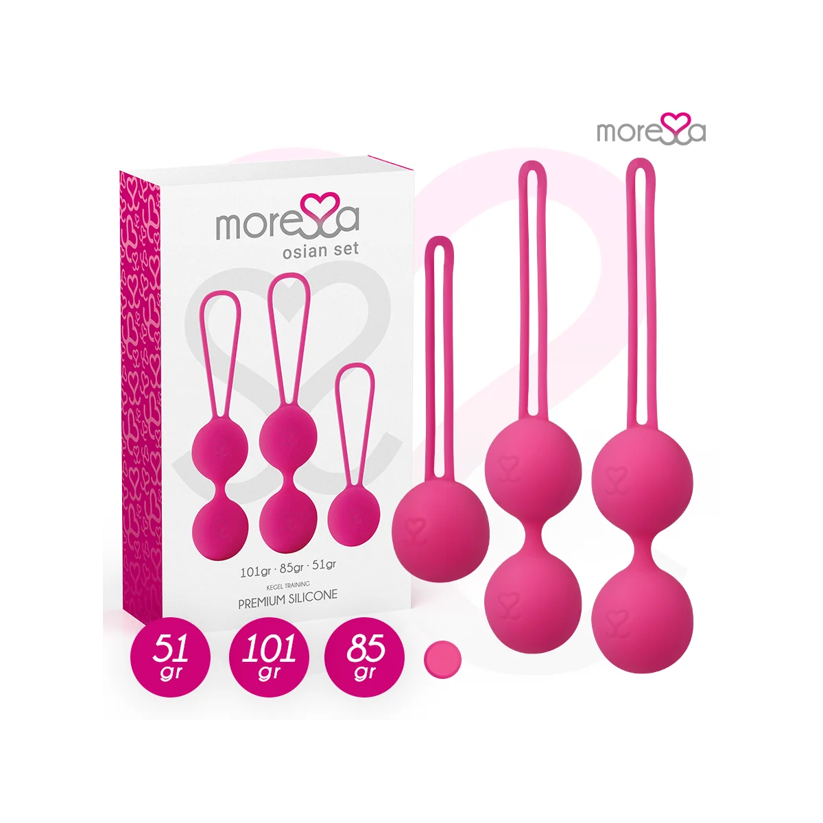 Osian Set Premium Silikon Rosa (Osian One - 51 G | Osian Two - 101 G | Osian Three 85 G) von Moressa kaufen | Fesselliebe