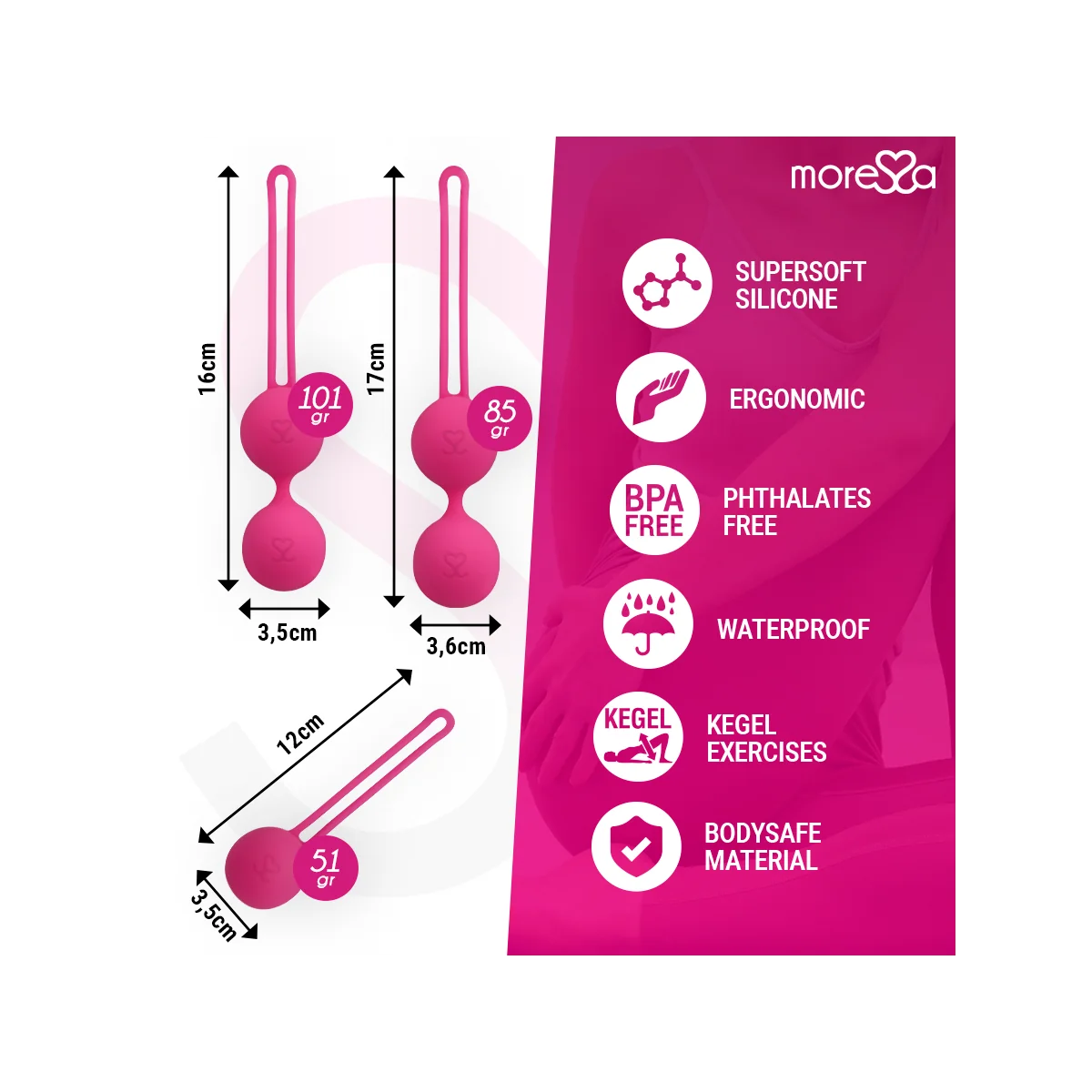 Osian Set Premium Silikon Rosa (Osian One - 51 G | Osian Two - 101 G | Osian Three 85 G) von Moressa kaufen | Fesselliebe