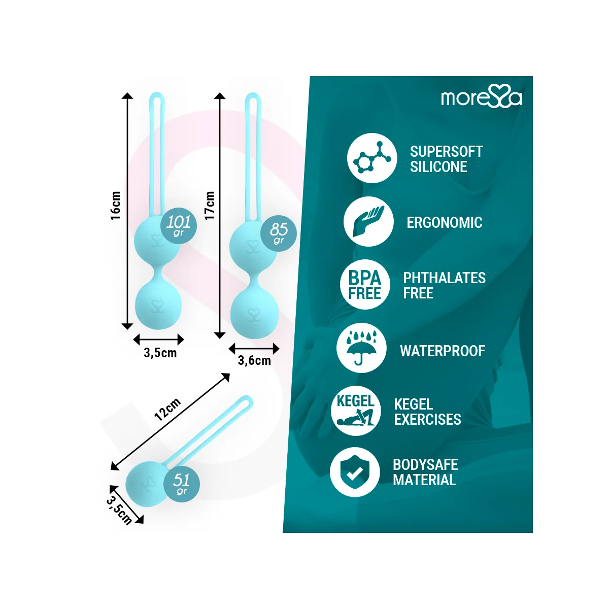 Osian Set Premium Türkis Silikon von Moressa kaufen | Fesselliebe
