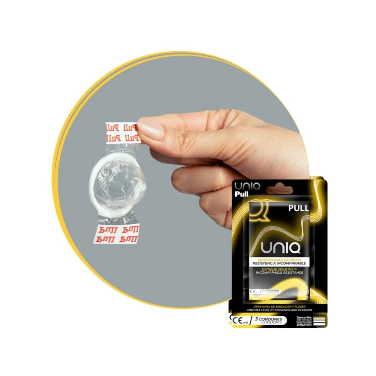 Pull Latexfreie Kondome mit Streifen 3 Stück von Uniq kaufen | Fesselliebe