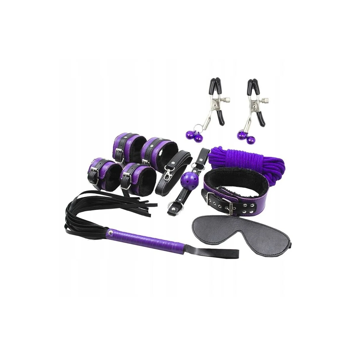 Bdsm Set 8pcs Purble / Black. von Secretplay 100% Fetish kaufen | Fesselliebe