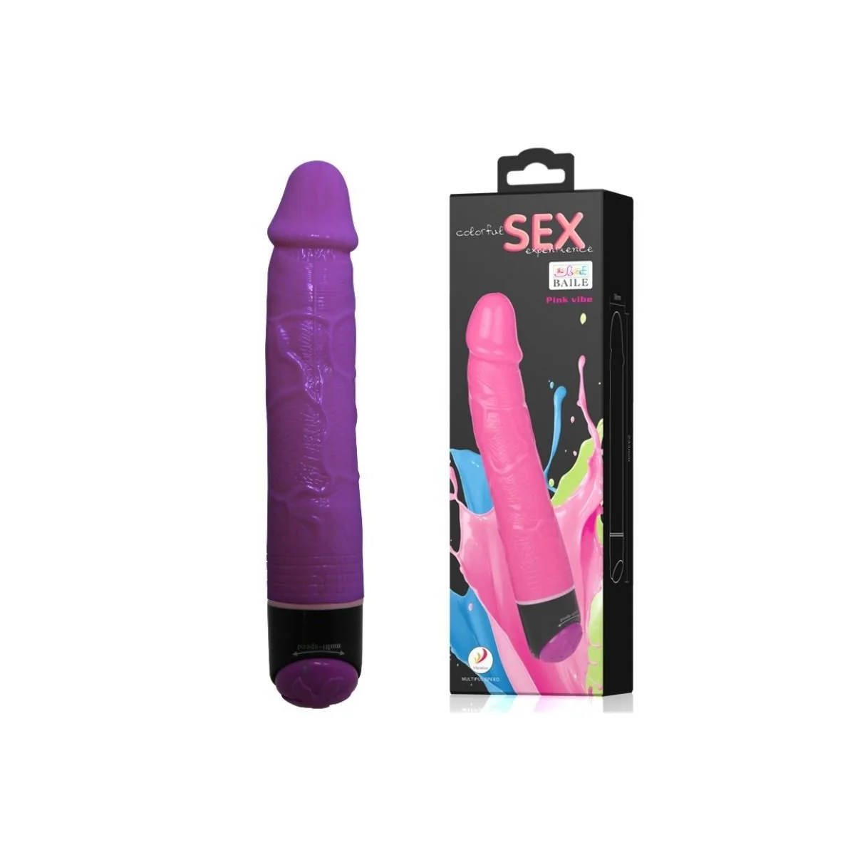 Bunter Sex Lila realistischer Vibrator 23 cm von Baile kaufen | Fesselliebe