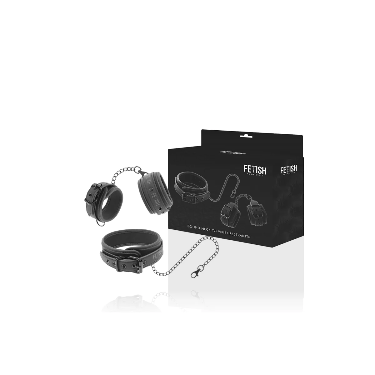 Halskette und Handschellen aus Veganem Leder mit Noprene-Futter von Fetish Submissive Bondage kaufen | Fesselliebe