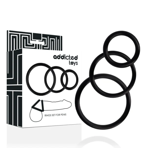 Ringset für Penis Schwarz von Addicted Toys kaufen | Fesselliebe