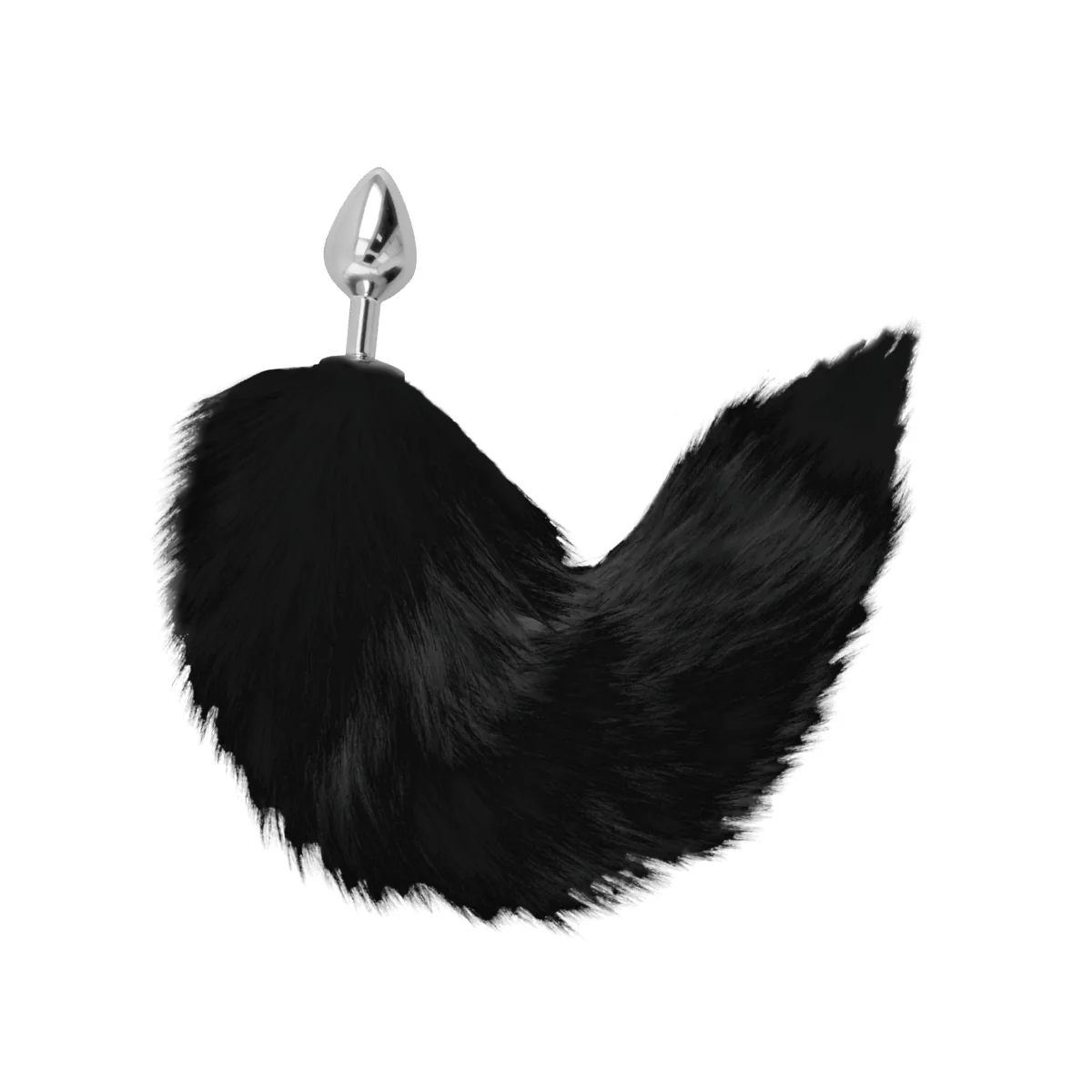 Silberner Analplug 8 cm mit Schwarzem Schwanz von Darkness Anal kaufen | Fesselliebe
