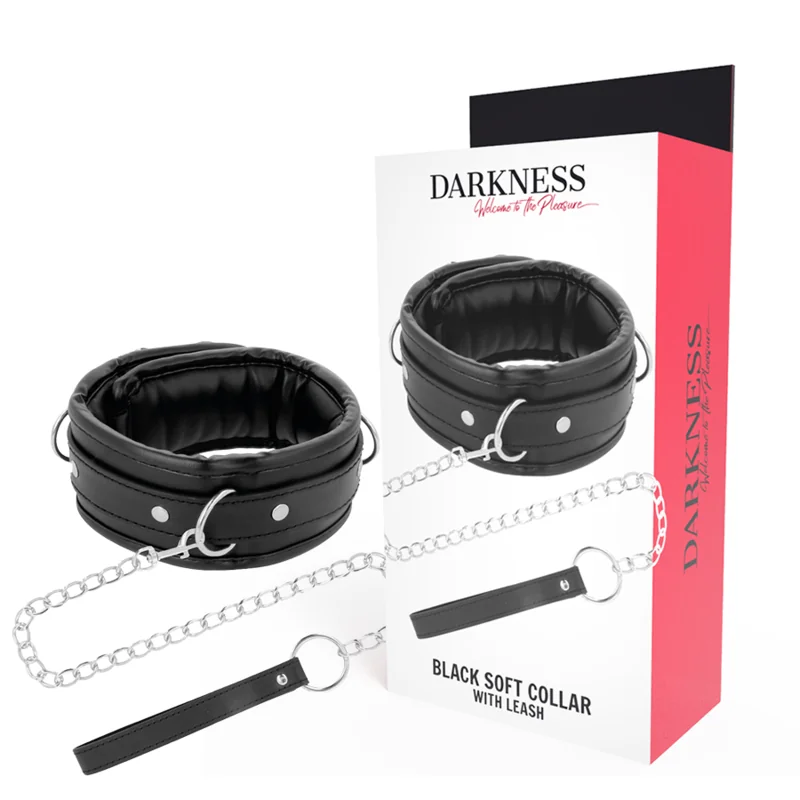 Weiche Leder-Halskette mit Kette von Darkness Bondage kaufen | Fesselliebe