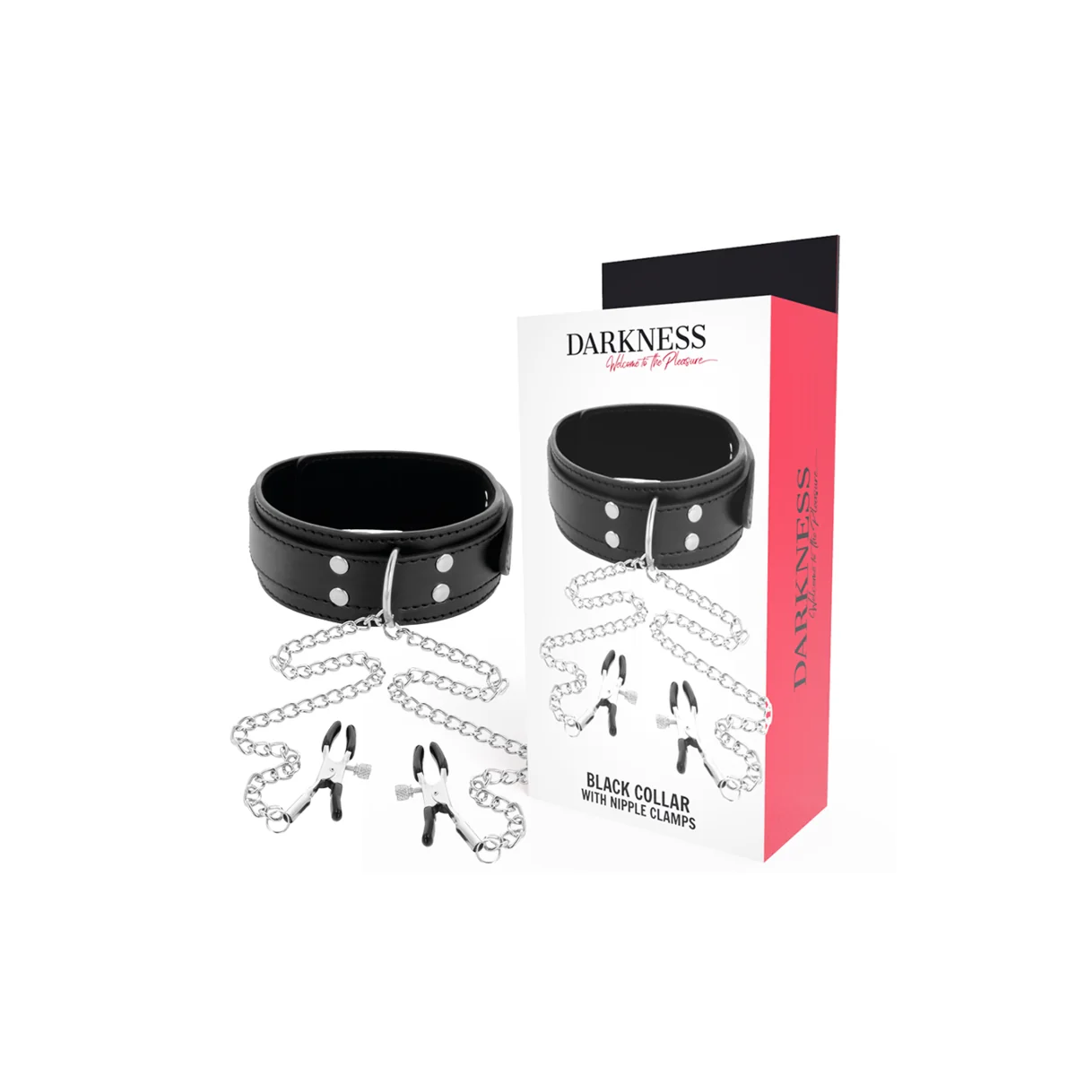 Halsband mit Nippelklammern Schwarz von Darkness Bondage kaufen | Fesselliebe