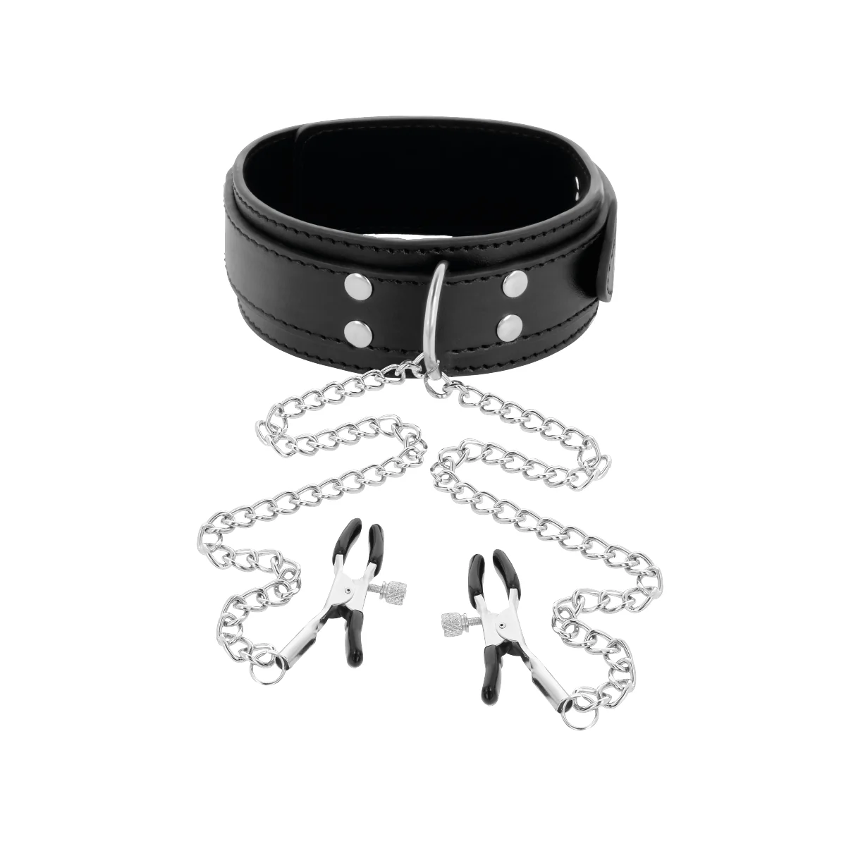 Halsband mit Nippelklammern Schwarz von Darkness Bondage kaufen | Fesselliebe