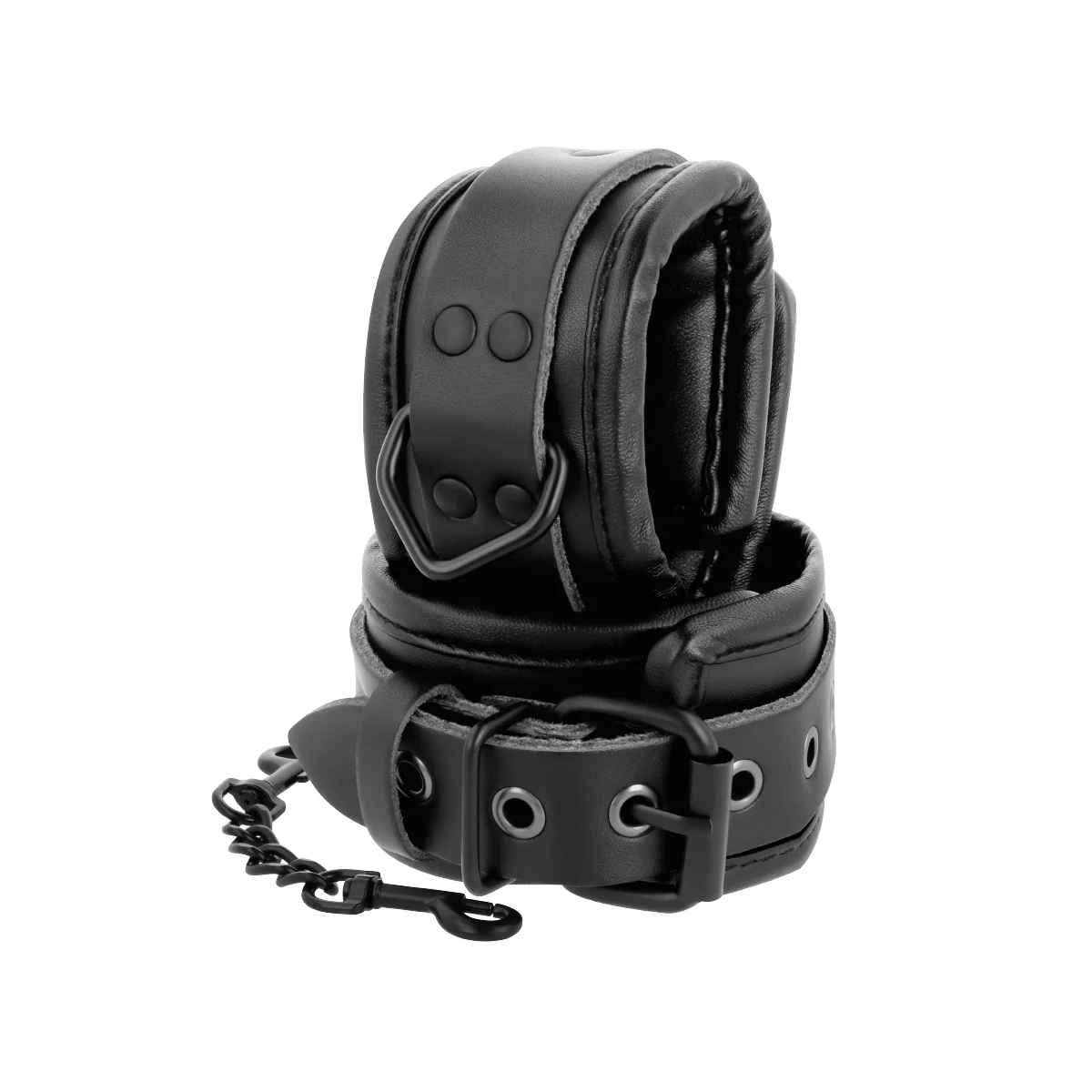 Verstellbare Handschellen aus Schwarzem Leder von Darkness Bondage kaufen | Fesselliebe