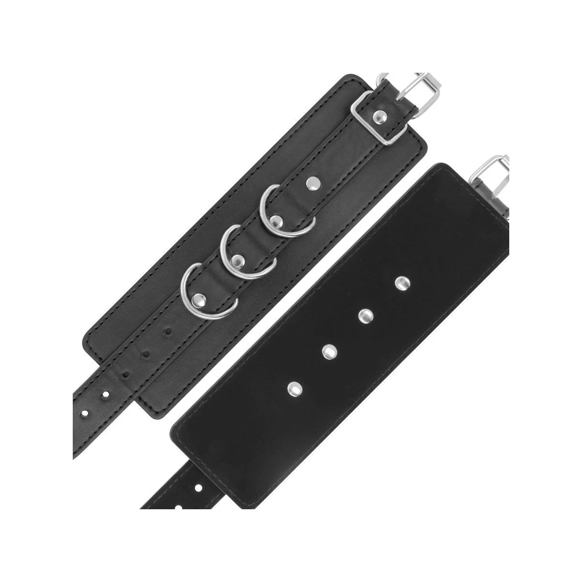 Schwarze Verstellbare Leder-Knöchel-Handschellen von Darkness Bondage kaufen | Fesselliebe