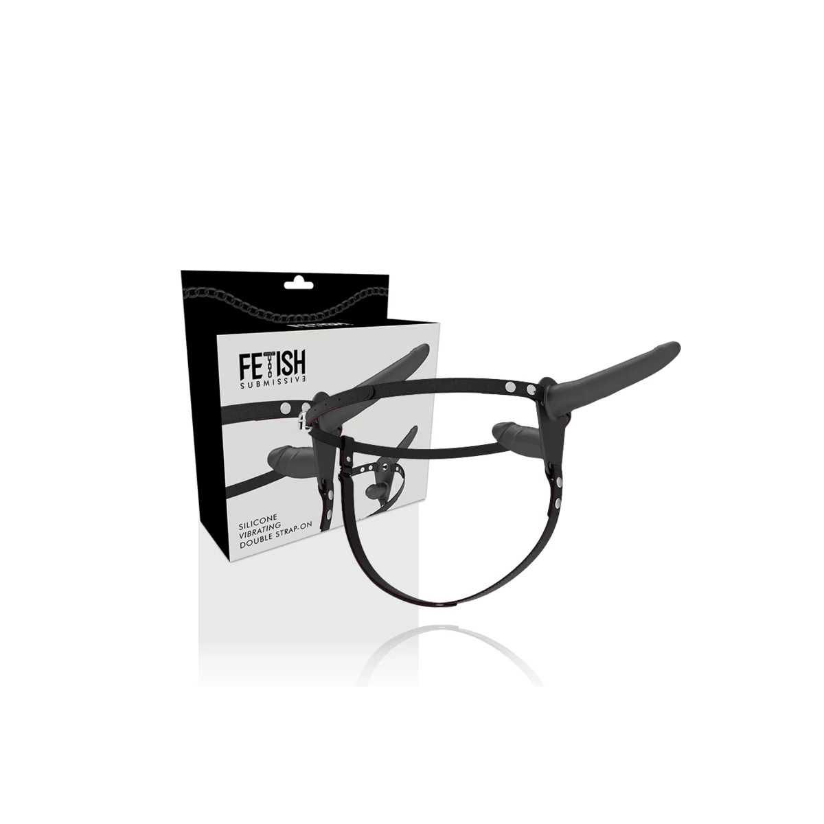 Doppelte Penetration Schwarzer Vibrator von Fetish Submissive Harness kaufen | Fesselliebe