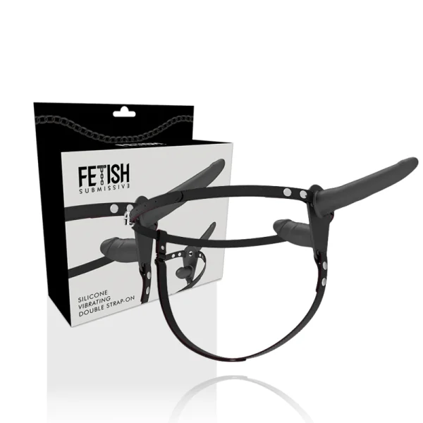 Doppelte Penetration Schwarzer Vibrator von Fetish Submissive Harness kaufen | Fesselliebe