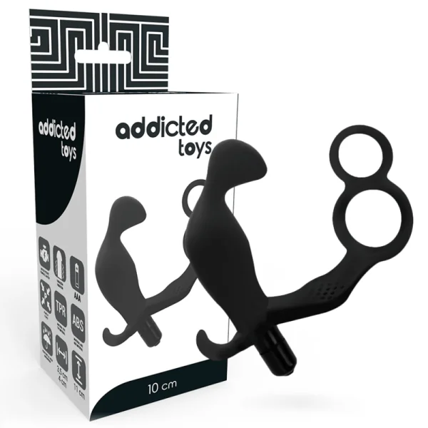 Analplug mit Doppeltem Penisring und Hoden Schwarz von Addicted Toys kaufen | Fesselliebe