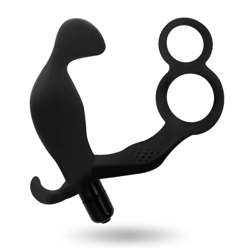 Analplug mit Doppeltem Penisring und Hoden Schwarz von Addicted Toys kaufen | Fesselliebe 2