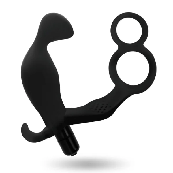 Analplug mit Doppeltem Penisring und Hoden Schwarz von Addicted Toys kaufen | Fesselliebe