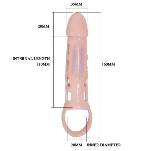 Penis Extender Cover mit Vibration und Natürlichem Gurt 13.5 cm von Baile For Him kaufen | Fesselliebe