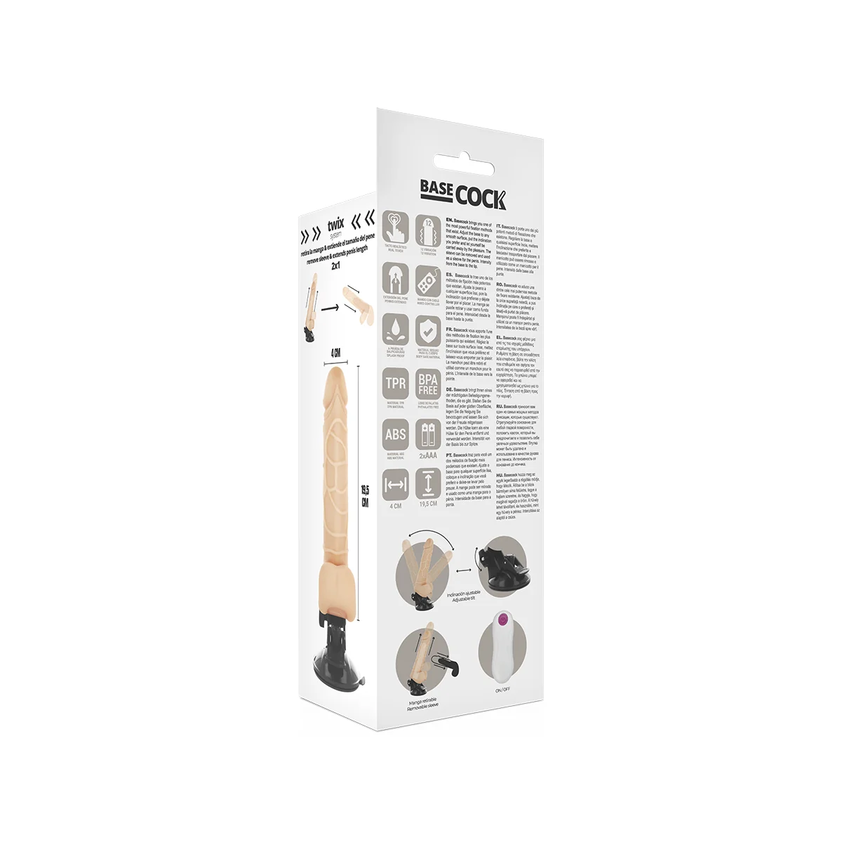 Realistischer Vibrator mit Fernbedienung Natürlich mit Hoden 19.5 cm -O- 4 cm von Basecock kaufen | Fesselliebe