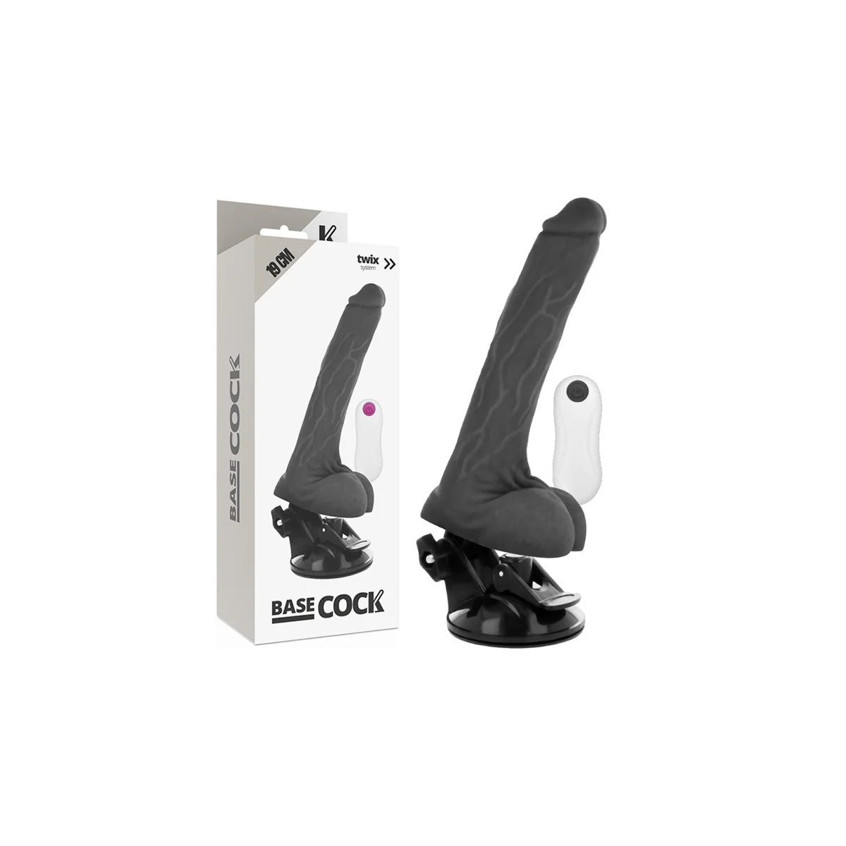 Realistischer Vibrator mit Fernbedienung Schwarz 19 cm -O- 4 cm von Basecock kaufen | Fesselliebe