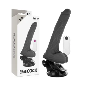 Realistischer Vibrator mit Fernbedienung Schwarz 19 cm -O- 4 cm von Basecock kaufen | Fesselliebe