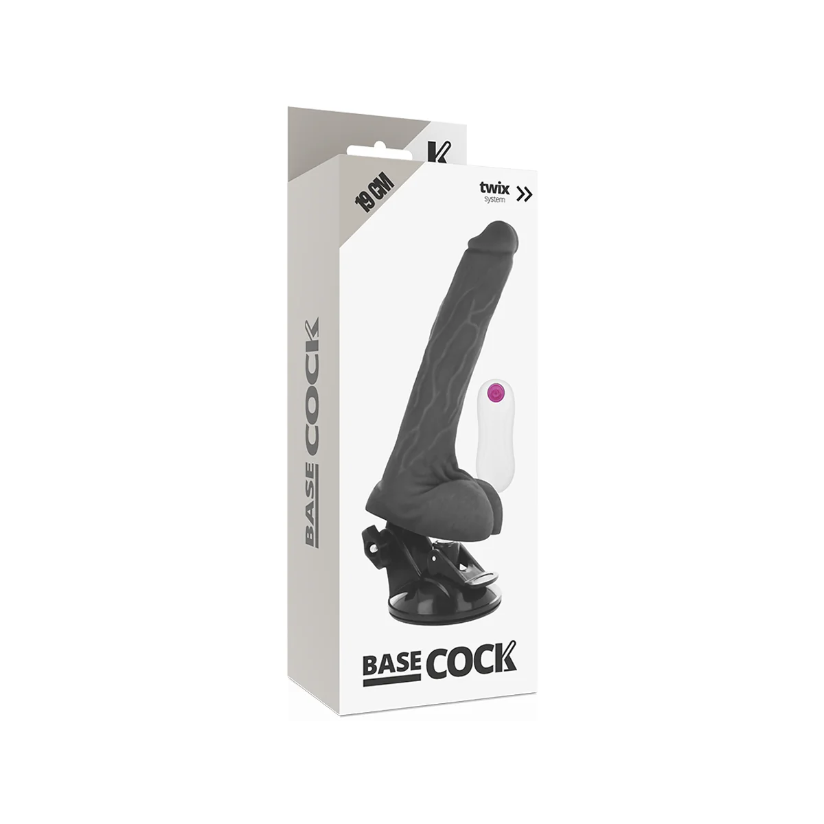 Realistischer Vibrator mit Fernbedienung Schwarz 19 cm -O- 4 cm von Basecock kaufen | Fesselliebe