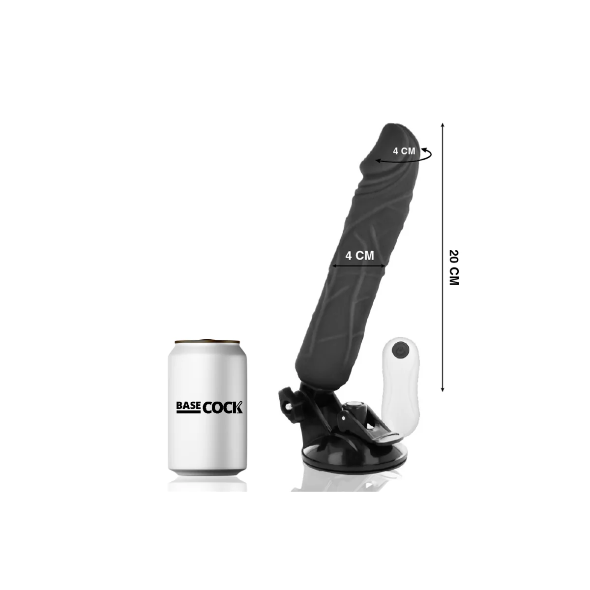 Realistischer Vibrator mit Fernbedienung Schwarz 20 cm -O- 4 cm von Basecock kaufen | Fesselliebe