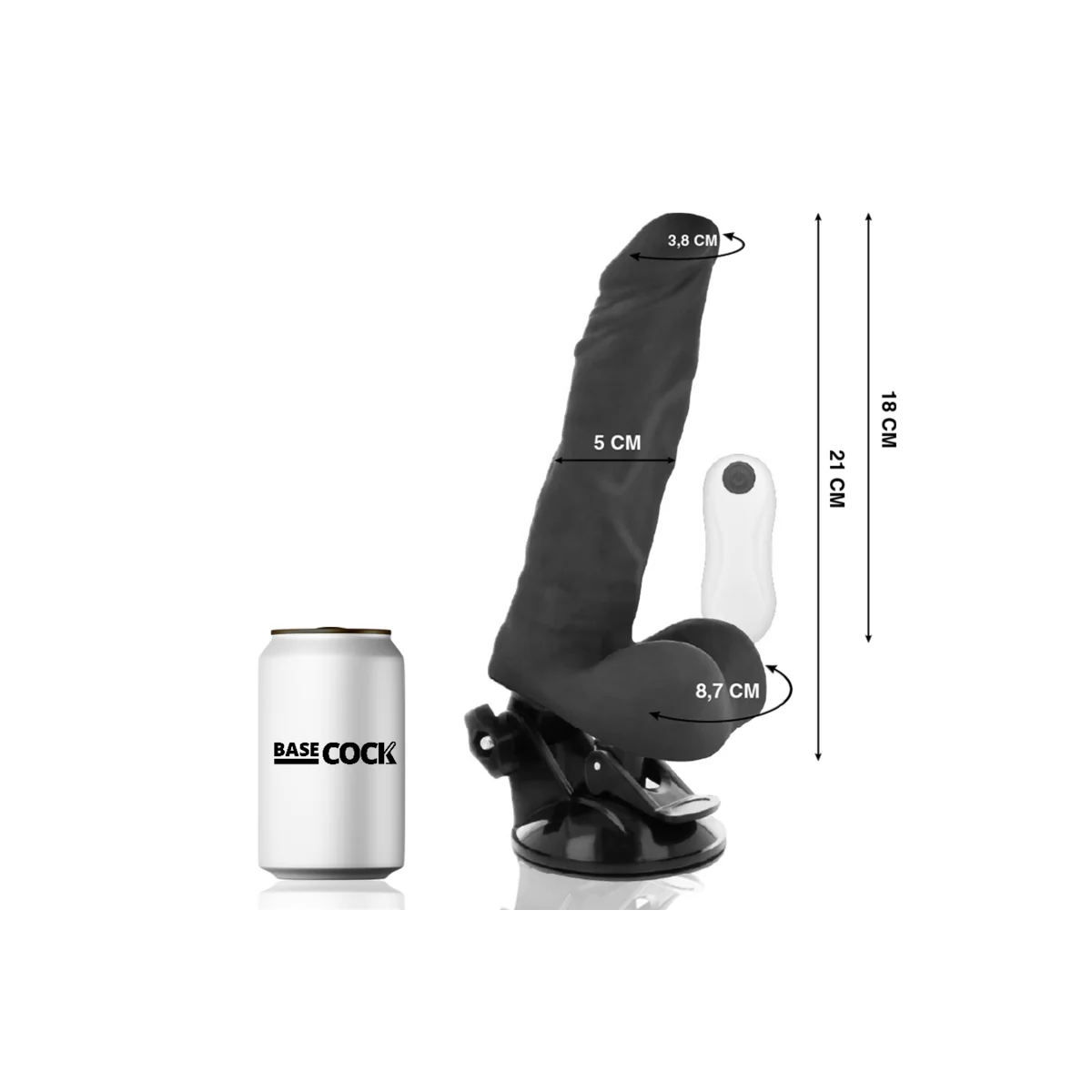 biegsamer Vibrator mit Fernbedienung Schwarz 21 cm -O- 5 cm von Basecock kaufen | Fesselliebe