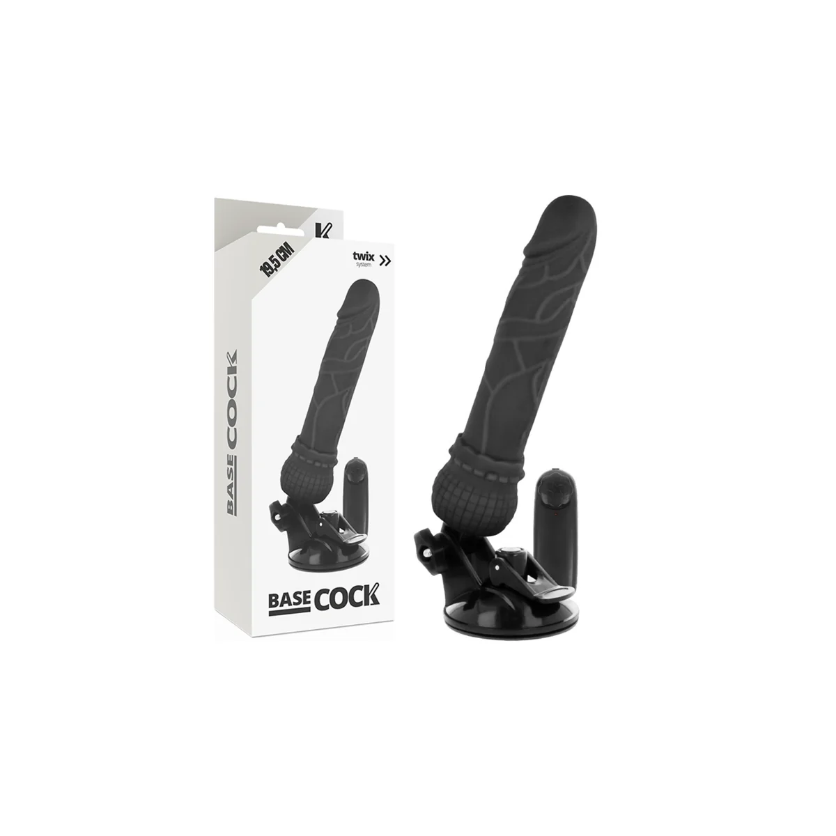 Realistischer Vibrator mit Fernbedienung Schwarz 19.5 cm -O- 4 cm von Basecock kaufen | Fesselliebe