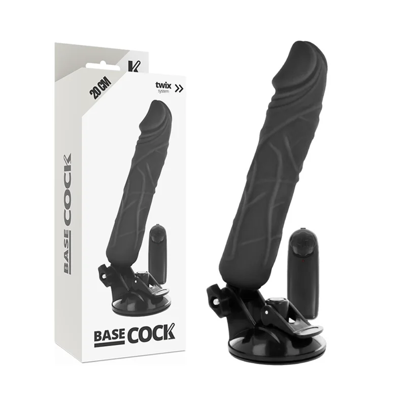 Realistischer Vibrator mit Fernbedienung Schwarz 20 cm -O- 4 cm von Basecock kaufen | Fesselliebe