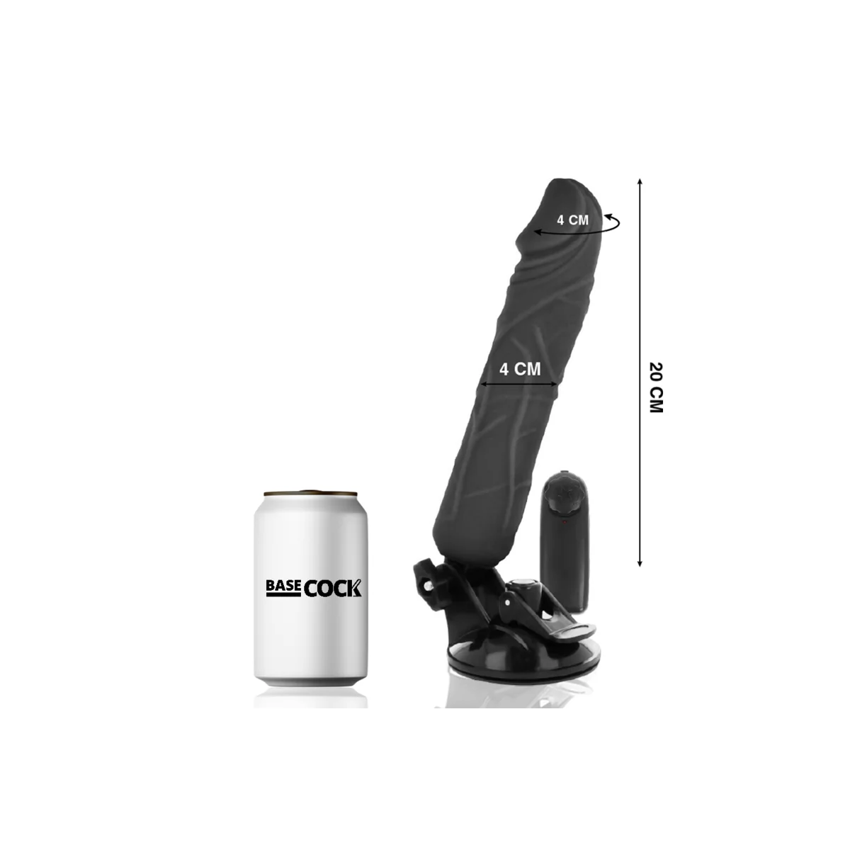 Realistischer Vibrator mit Fernbedienung Schwarz 20 cm -O- 4 cm von Basecock kaufen | Fesselliebe