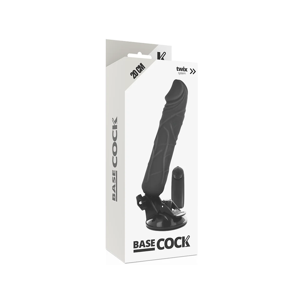 Realistischer Vibrator mit Fernbedienung Schwarz 20 cm -O- 4 cm von Basecock kaufen | Fesselliebe