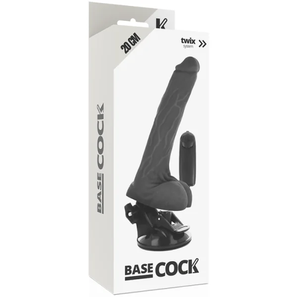 Realistischer Vibrator mit Fernbedienung Schwarz mit Hoden 20 cm -O- 4 cm von Basecock kaufen | Fesselliebe