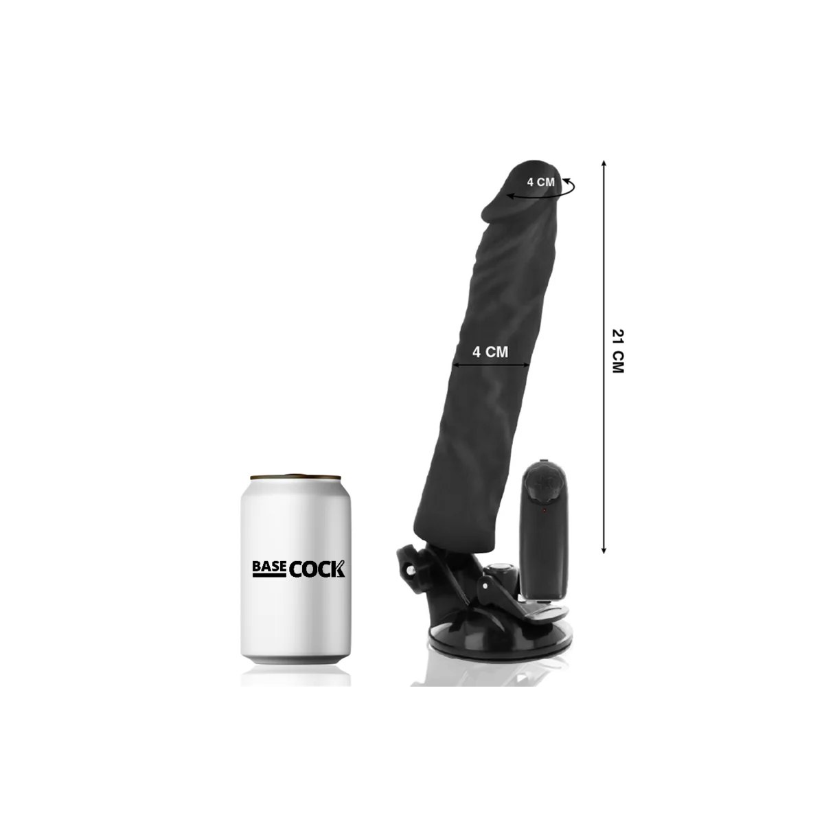 Realistischer Vibrator mit Fernbedienung Schwarz 21 cm -O- 4 cm von Basecock kaufen | Fesselliebe