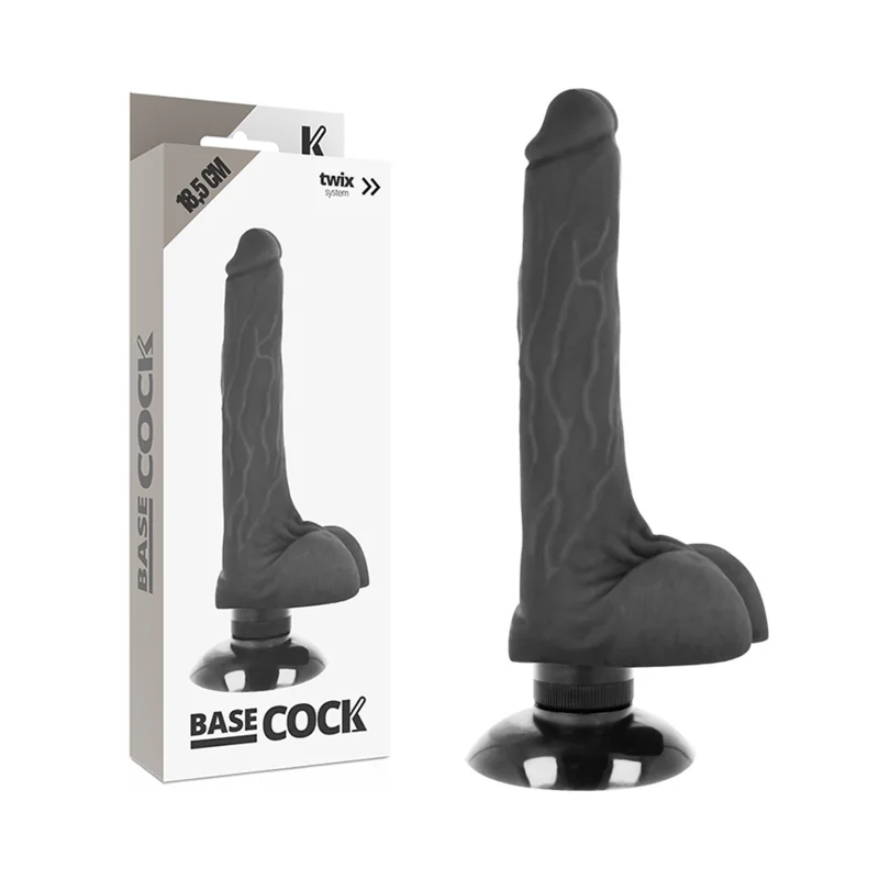 Realistischer Vibrator 2-1 Schwarz 18.5 cm -O- 4 cm von Basecock kaufen | Fesselliebe