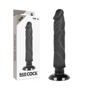 Realistischer Vibrator 2-1 Schwarz 20 cm -O- 4 cm von Basecock kaufen | Fesselliebe