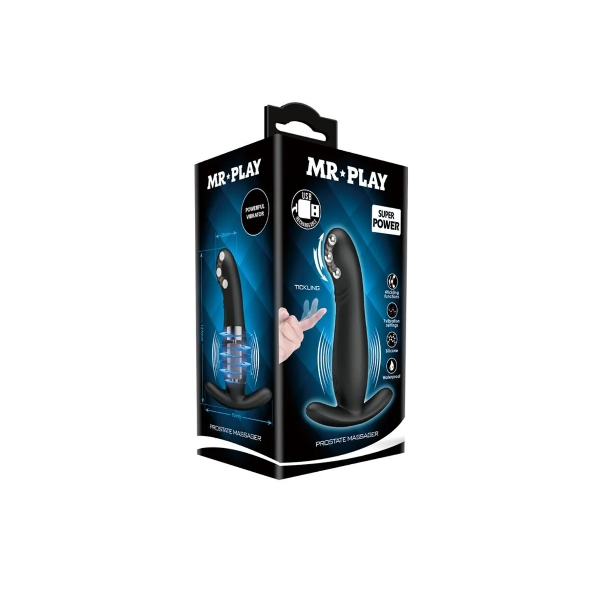 wiederaufladbares Schwarzes Prostatamassager von Mr Play kaufen | Fesselliebe