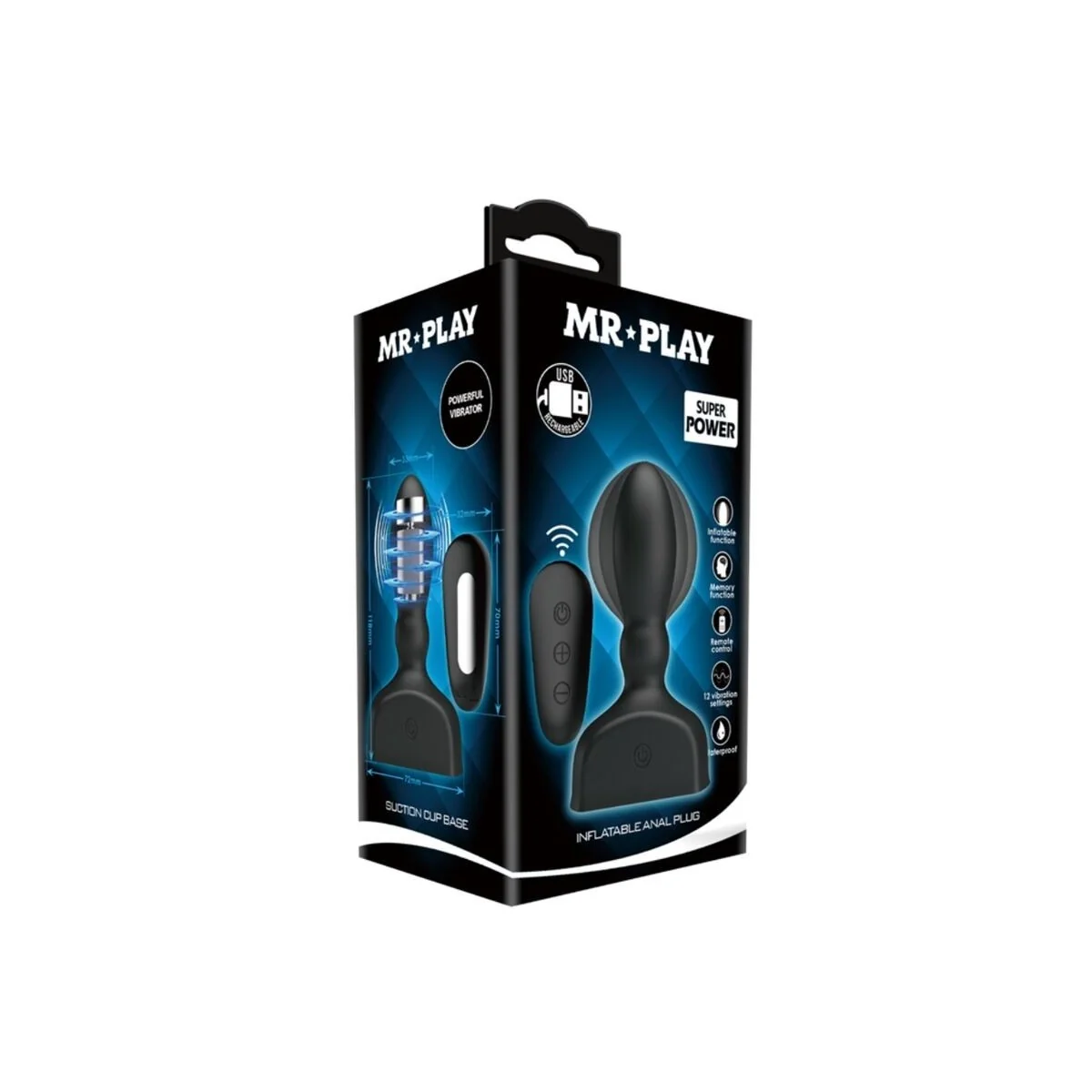 Schwarzer Aufblasbarer Analstecker mit Fernbedienung von Mr Play kaufen | Fesselliebe