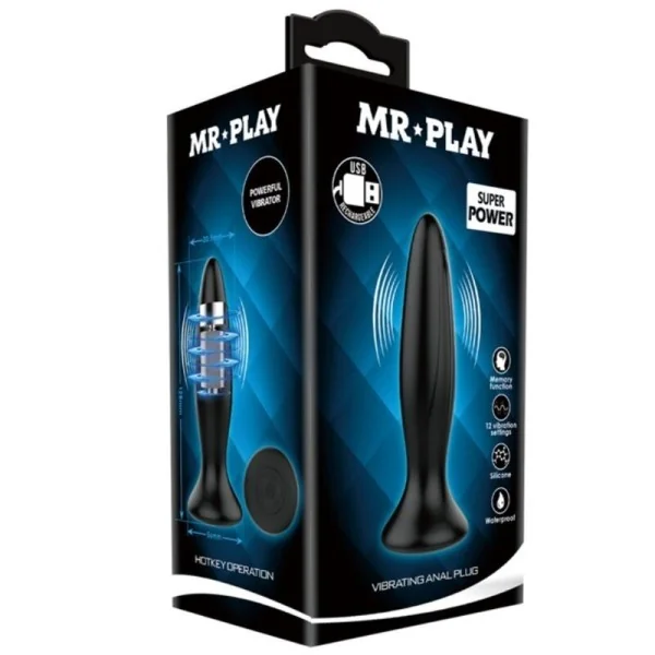 wiederaufladbarer Schwarzer Vibrator Analsplug von Mr Play kaufen | Fesselliebe