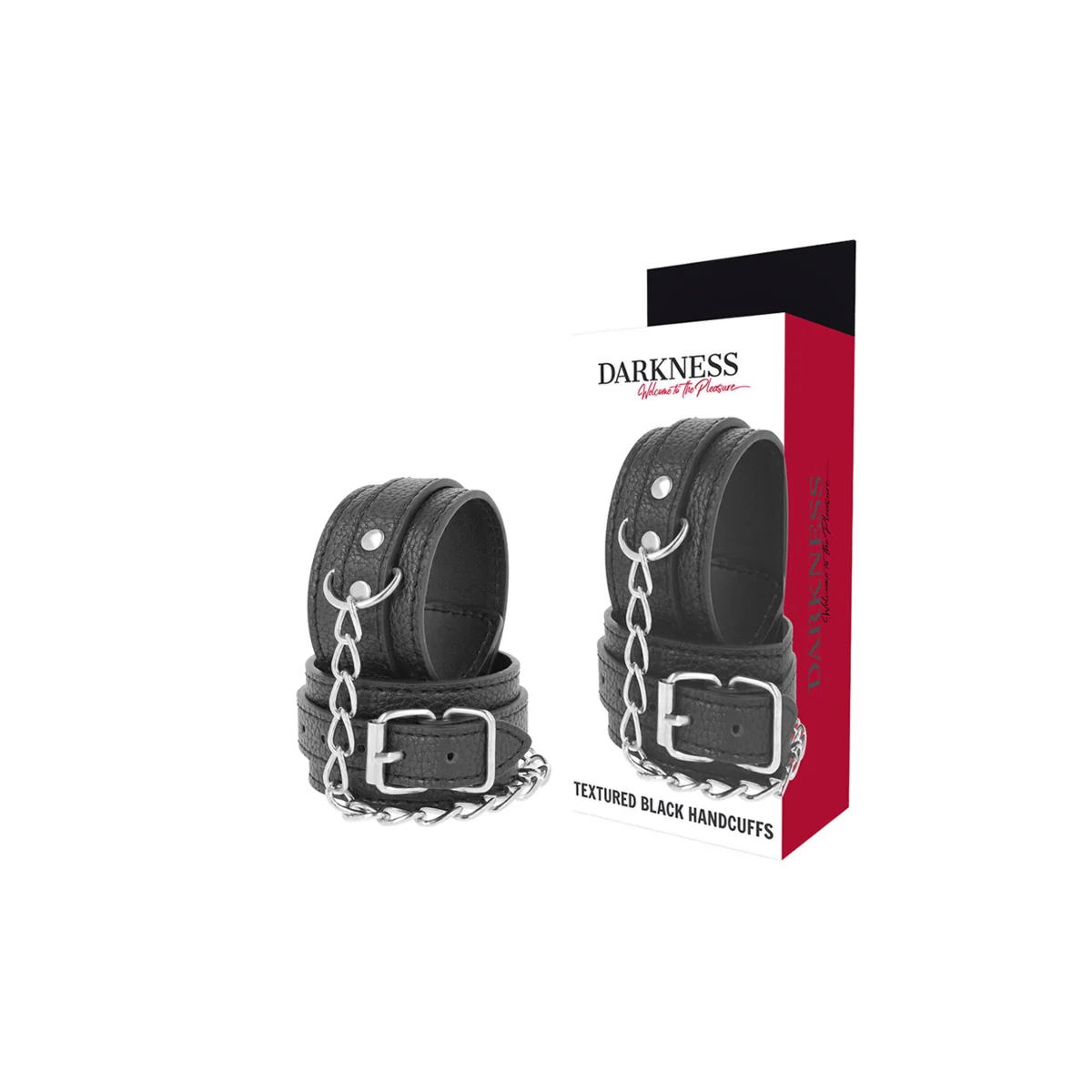 Handschellen aus Schwarzem Strukturiertem Leder von Darkness Bondage kaufen | Fesselliebe