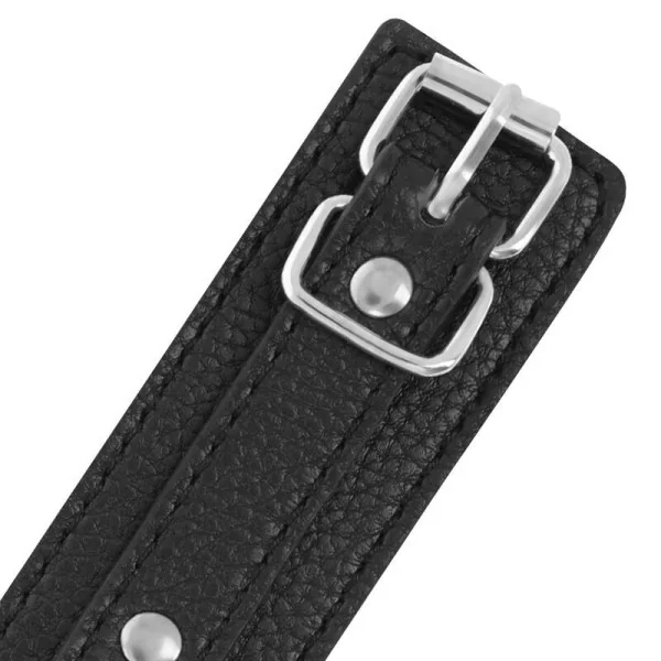 Handschellen aus Schwarzem Strukturiertem Leder von Darkness Bondage kaufen | Fesselliebe