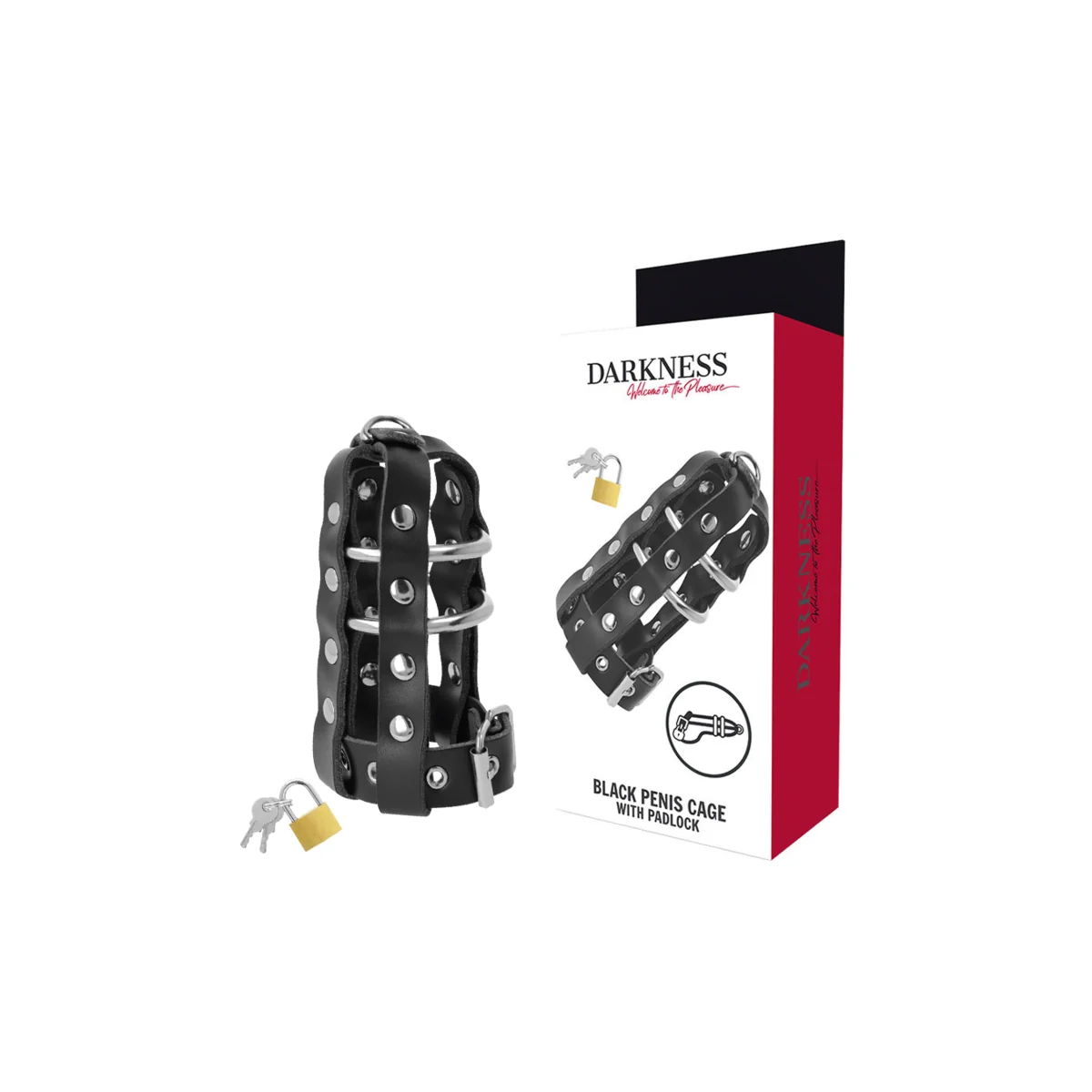 Keuschheitskfig aus Leder mit Schloss von Darkness Bondage kaufen | Fesselliebe