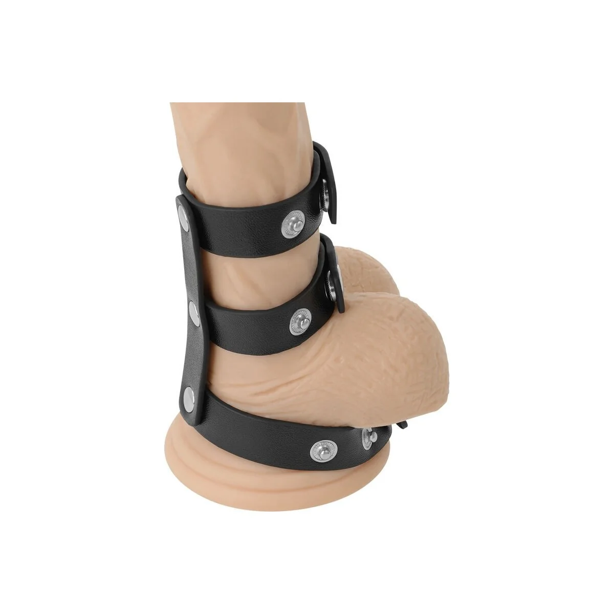 Verstellbarer Doppel-Penis- und Hodenring aus Leder von Darkness Bondage kaufen | Fesselliebe