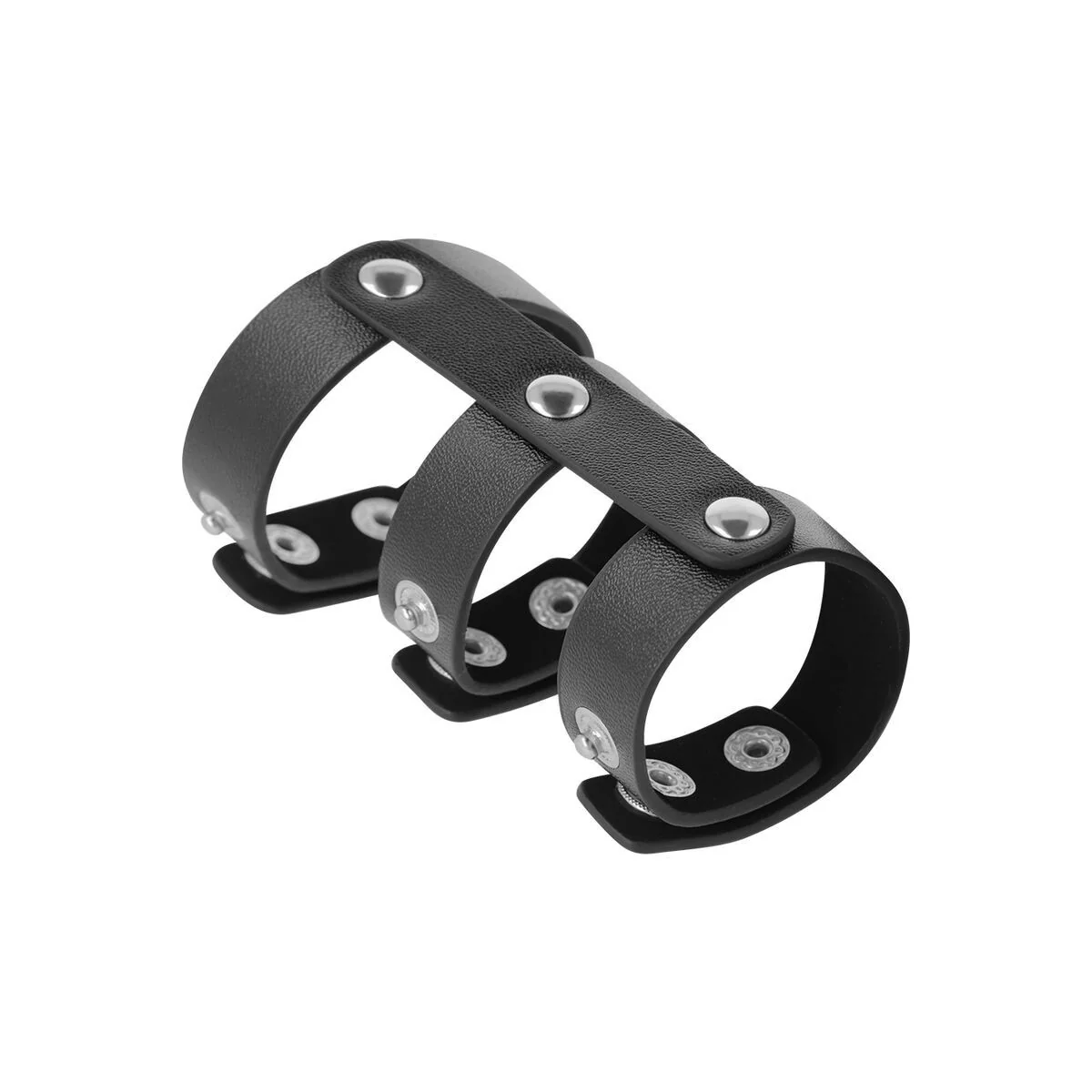 Verstellbarer Doppel-Penis- und Hodenring aus Leder von Darkness Bondage kaufen | Fesselliebe